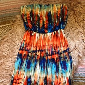 Multicolored 💋 Strapless Dress